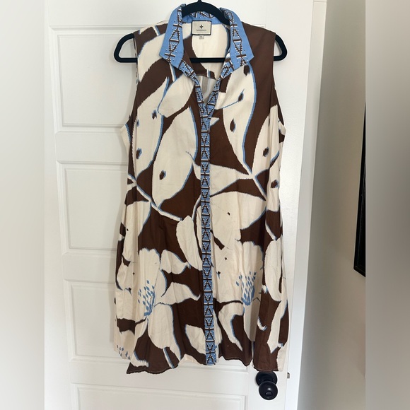 Tuckernuck Dress Charlie Sleeveless Tan Palm Printed Mini Dress - Picture 2 of 5